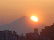富士山に沈む夕陽